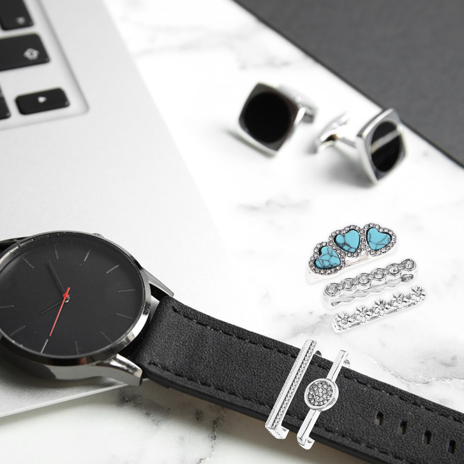 5Pcs 프리미엄 합금 시계 밴드 링 참스 비페이딩 변 - Smartwatch Straps & Accessories 리뷰 및 가격