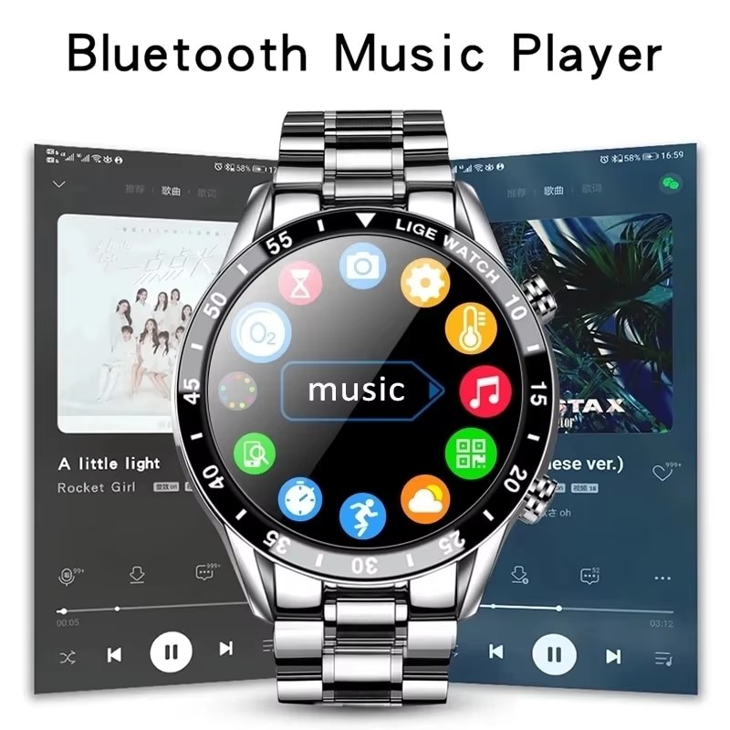 LIGE 새로운 블루투스 통화 스마트 시계 남자 전체  - Smartwatch Store 리뷰 및 가격