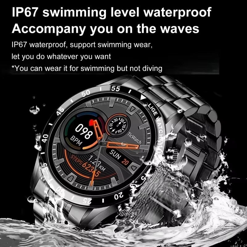 LIGE 새로운 블루투스 통화 스마트 시계 남자 전체  - Smartwatch Store 리뷰 및 가격
